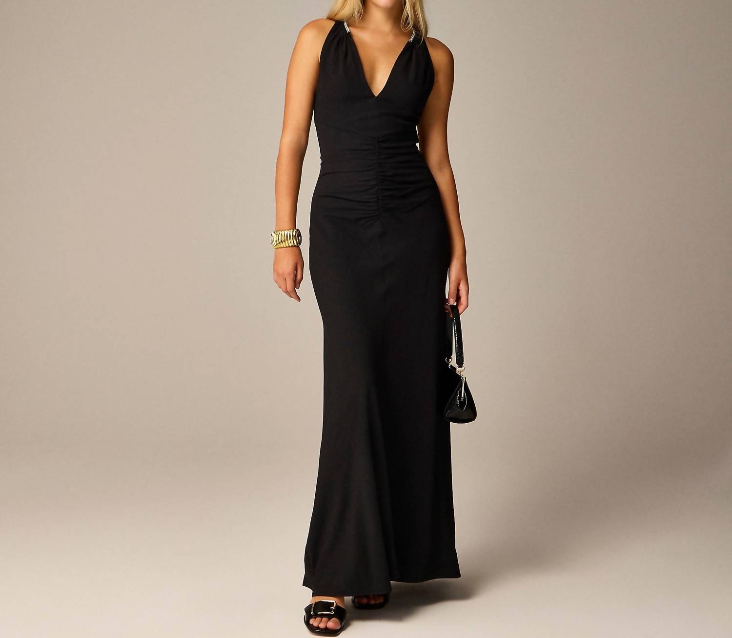 J.Crew - Full-length Embellished Ruched Dress