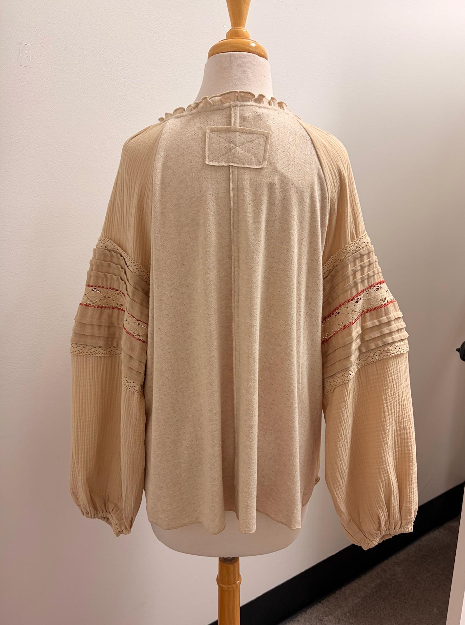 Easel - Women's Cotton Gauze Mix Long Sleeve Shirt
