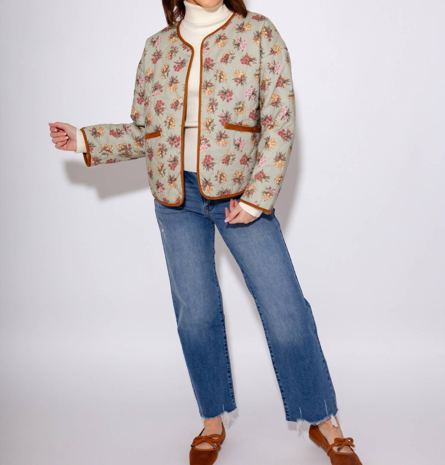 THML Floral Quilted Jacket in multi color - women's jacket