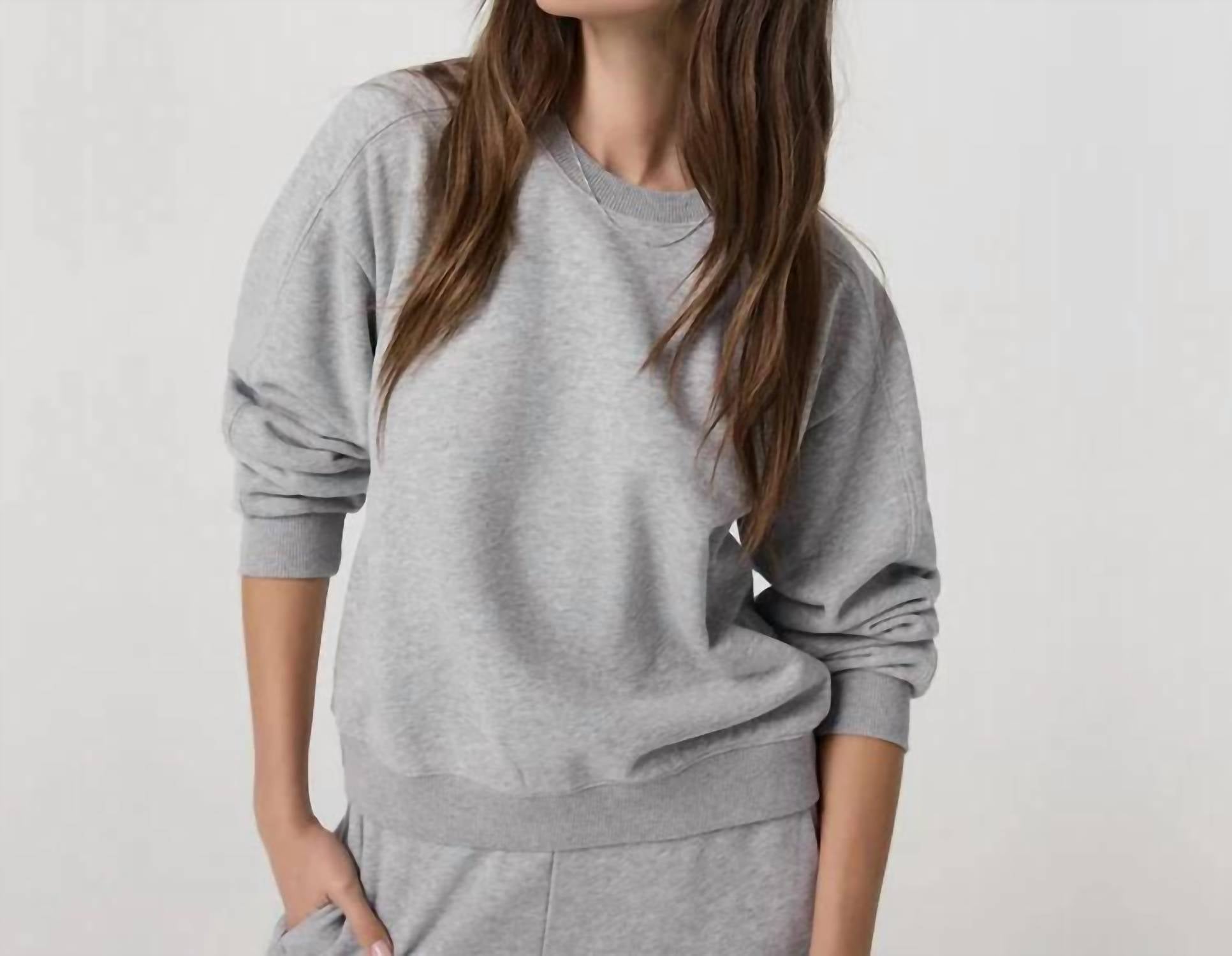 Vuori Sedona Seams Crew Sweatshirt in light heather grey - women's sweater