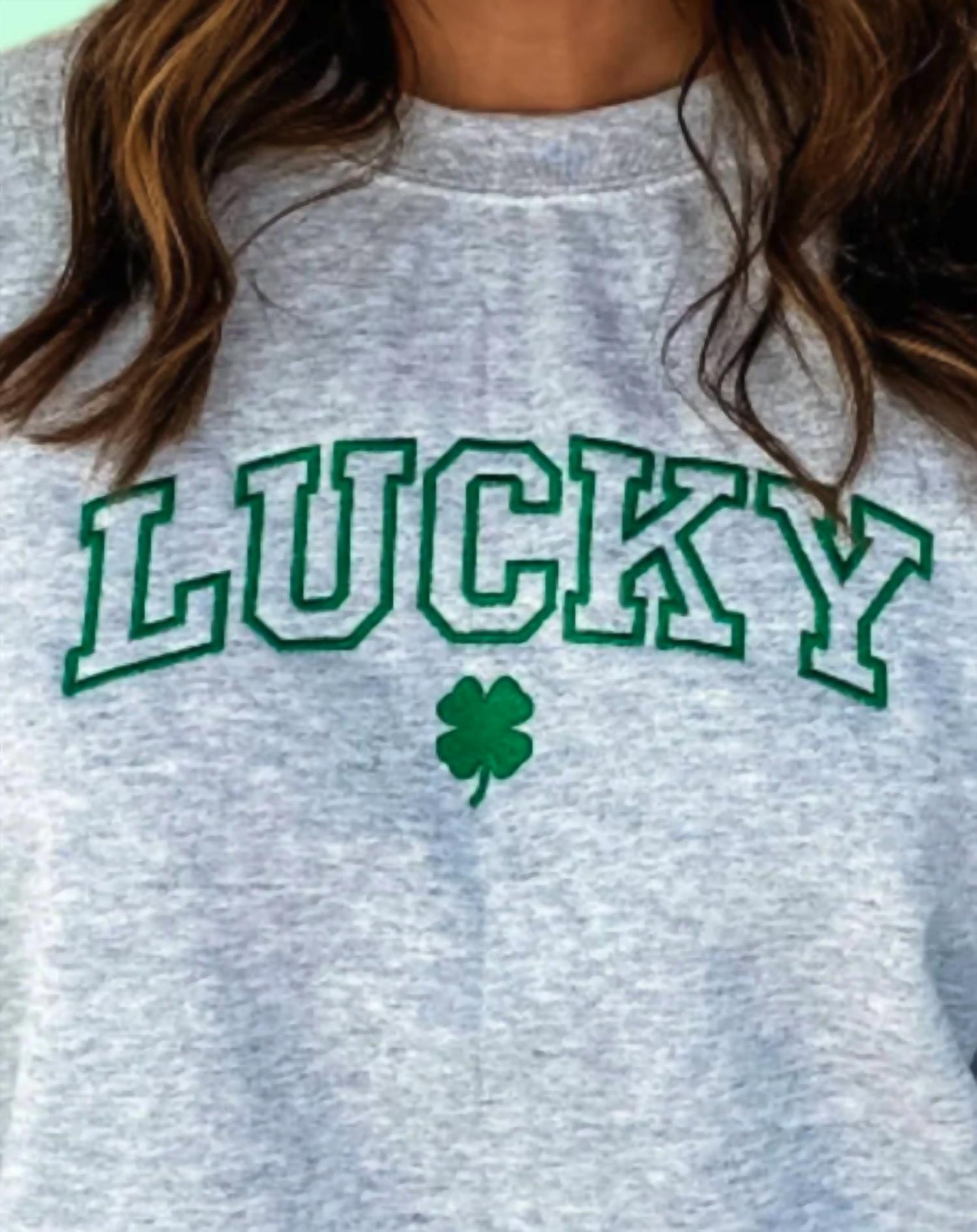 Top Notch Embroidery - Saint Patrick’s Day Lucky Embroidered Crew Sweater