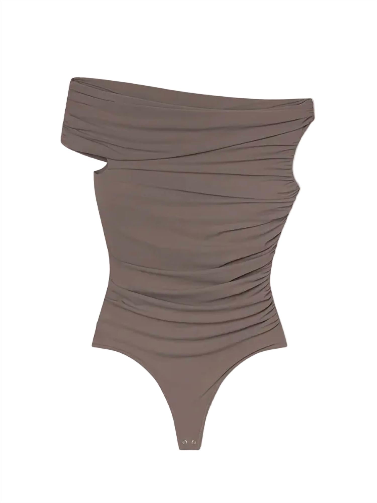 AGOLDE Women's Sherilyn Bodysuit in taupe - women's shirt