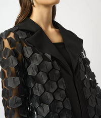 Joseph Ribkoff - Collared Embroidered Mesh Trapeze Jacket