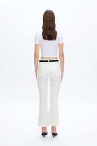 Bayeas Emily Mid-rise Raw Hem Bootcut Jeans in white - women's pants - detail view
