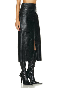 Helmut Lang - Women's Embossed Leather Midi Skirt