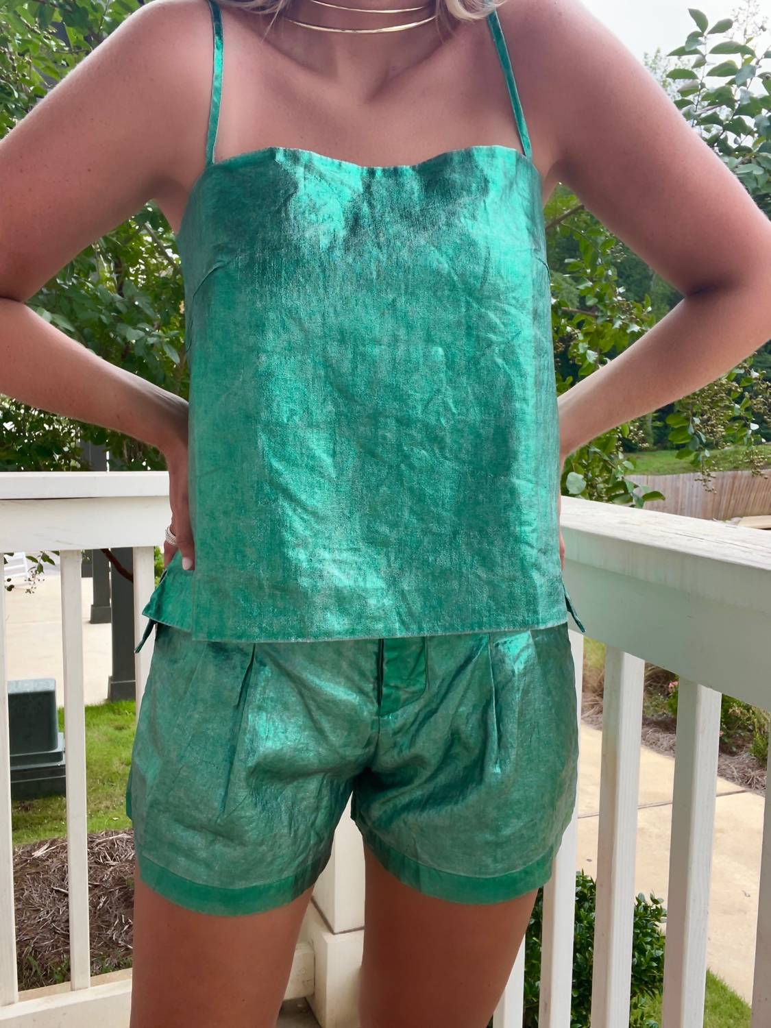 Lanhtropy - Metallic Linen Top
