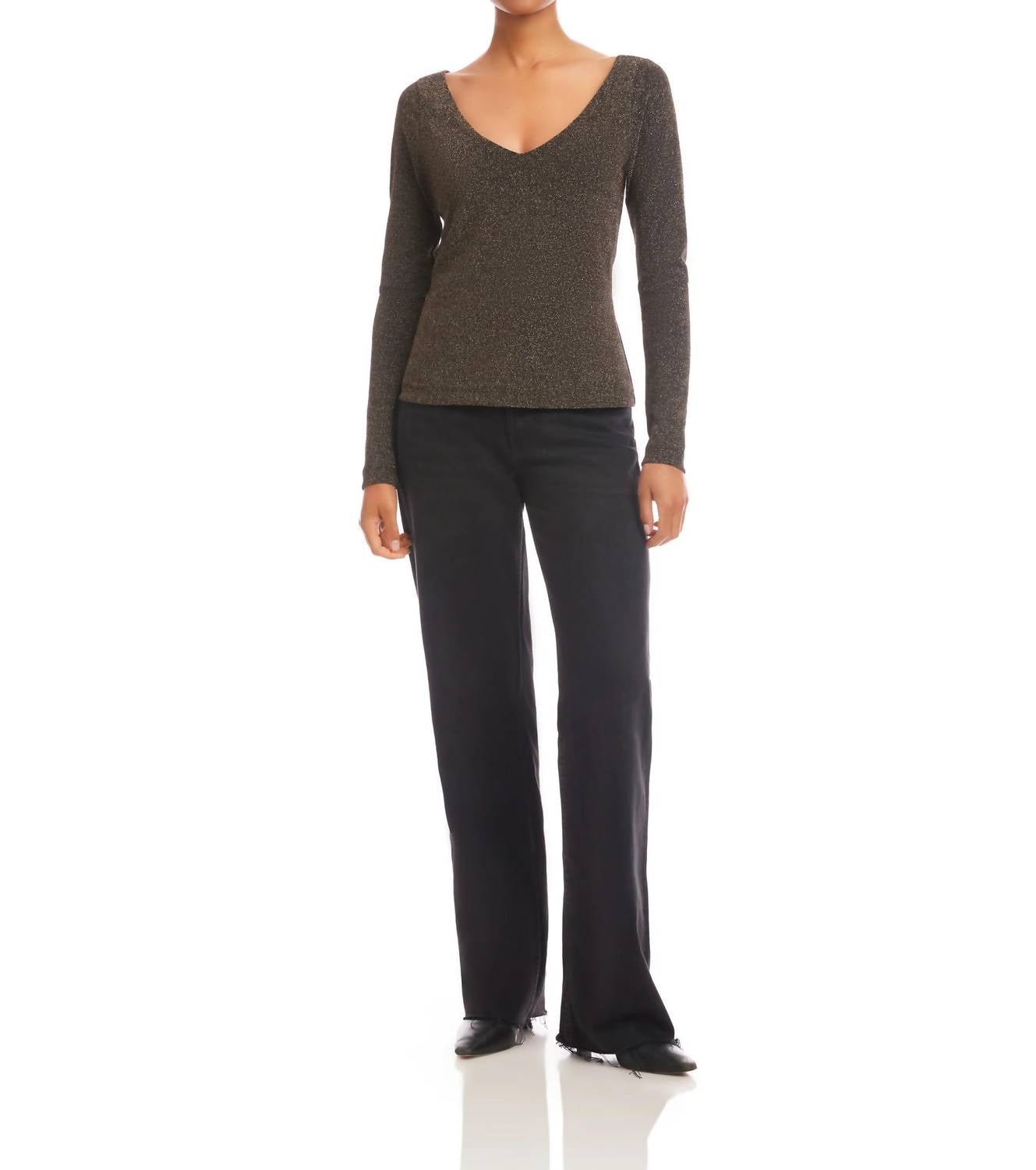 Fifteen Twenty - Whitney Metallic V Neck Top