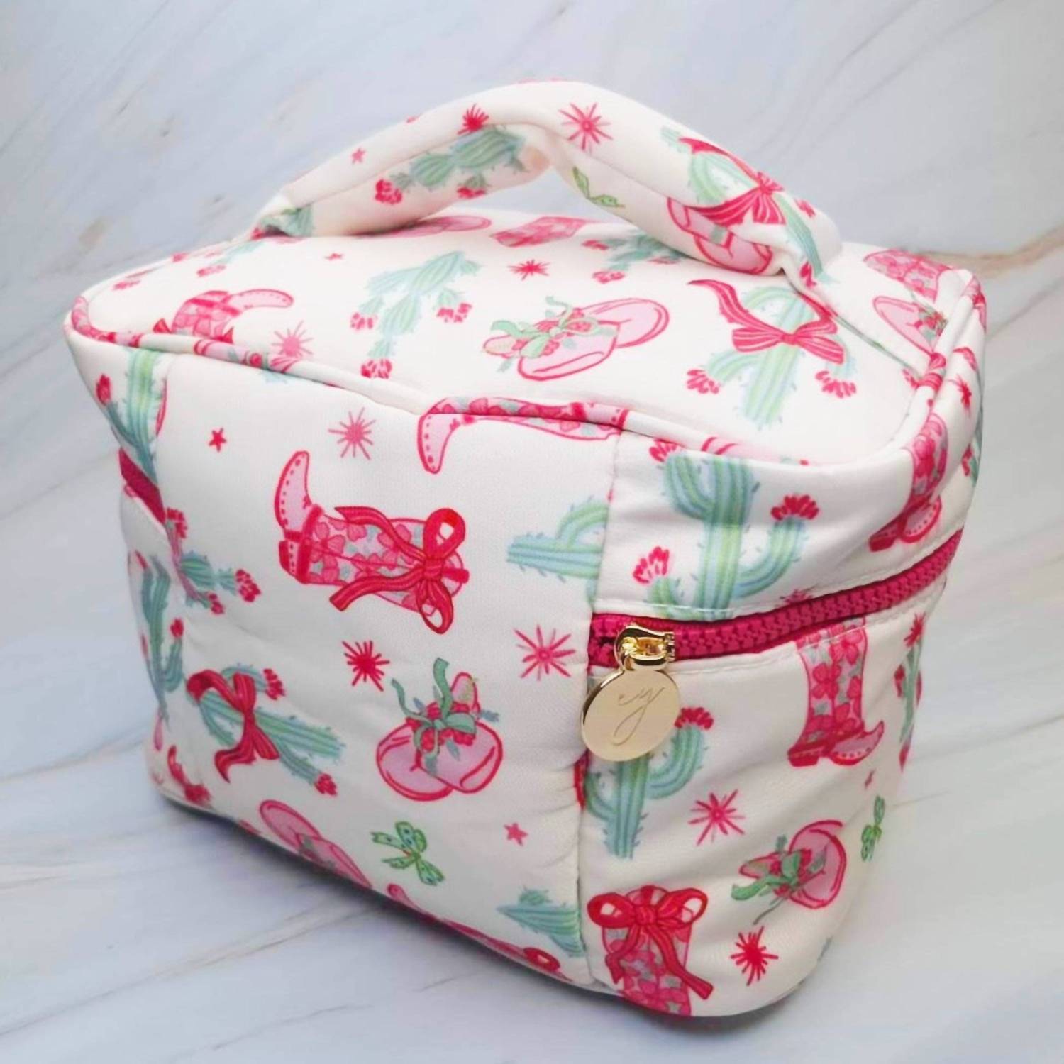 Ellison+Young Women's Western Whimsy Travel Cosmetic Case in multi - women's bag - detail view
