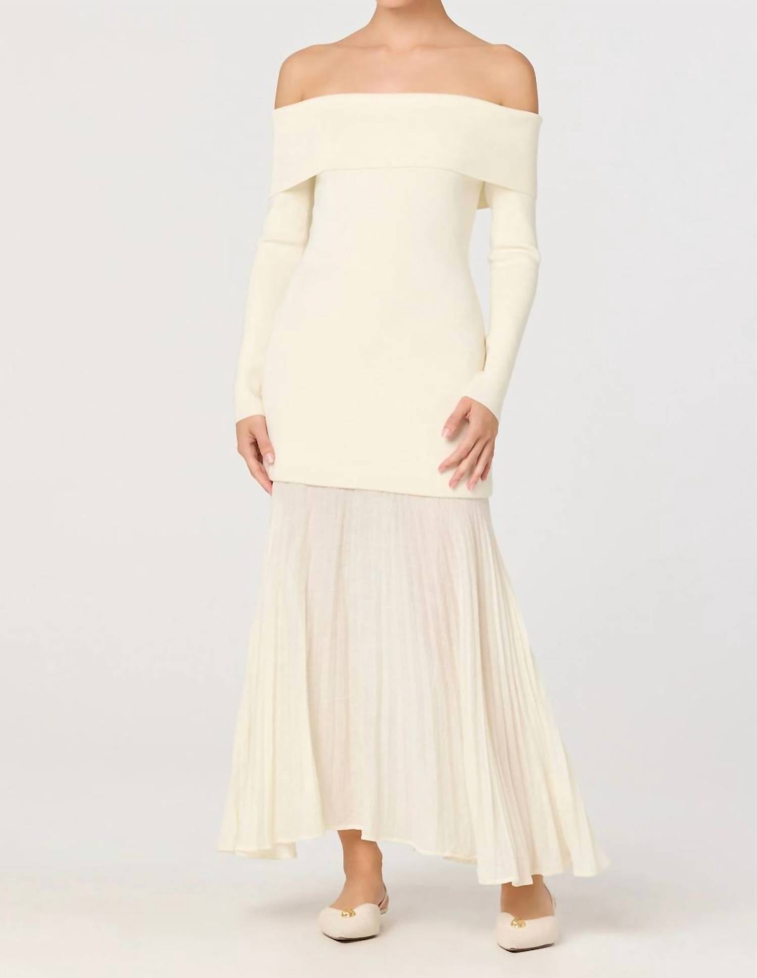 ASTR Lidia Mixed Media Maxi Dress in butter yellow - women's dress - alternate view