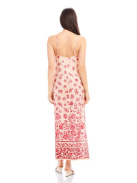 Fifteen Twenty Jaylen Twill Midi Dress in watercolor border print - women's dress - alternate view