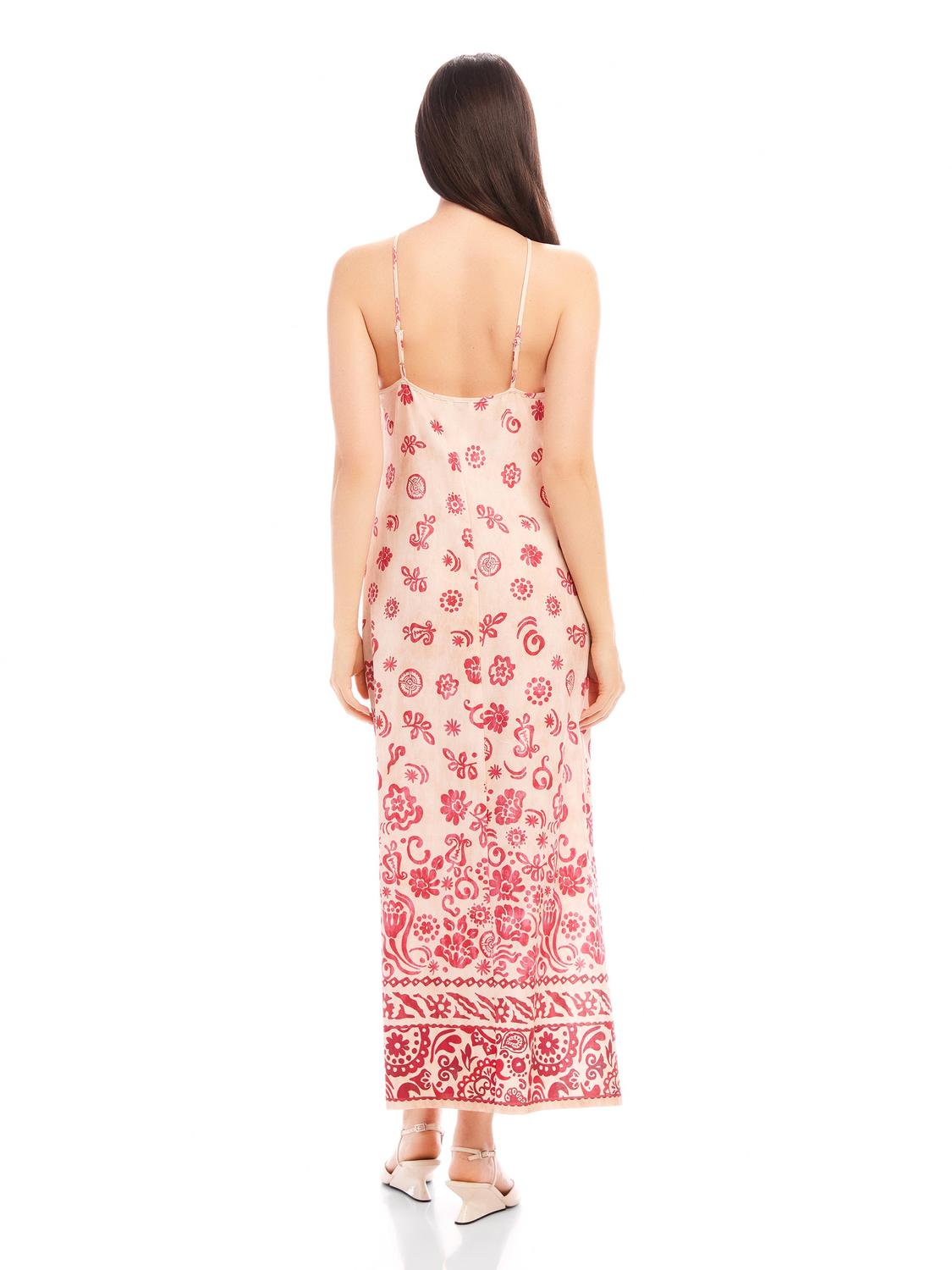 Fifteen Twenty Jaylen Twill Midi Dress in watercolor border print - women's dress - alternate view