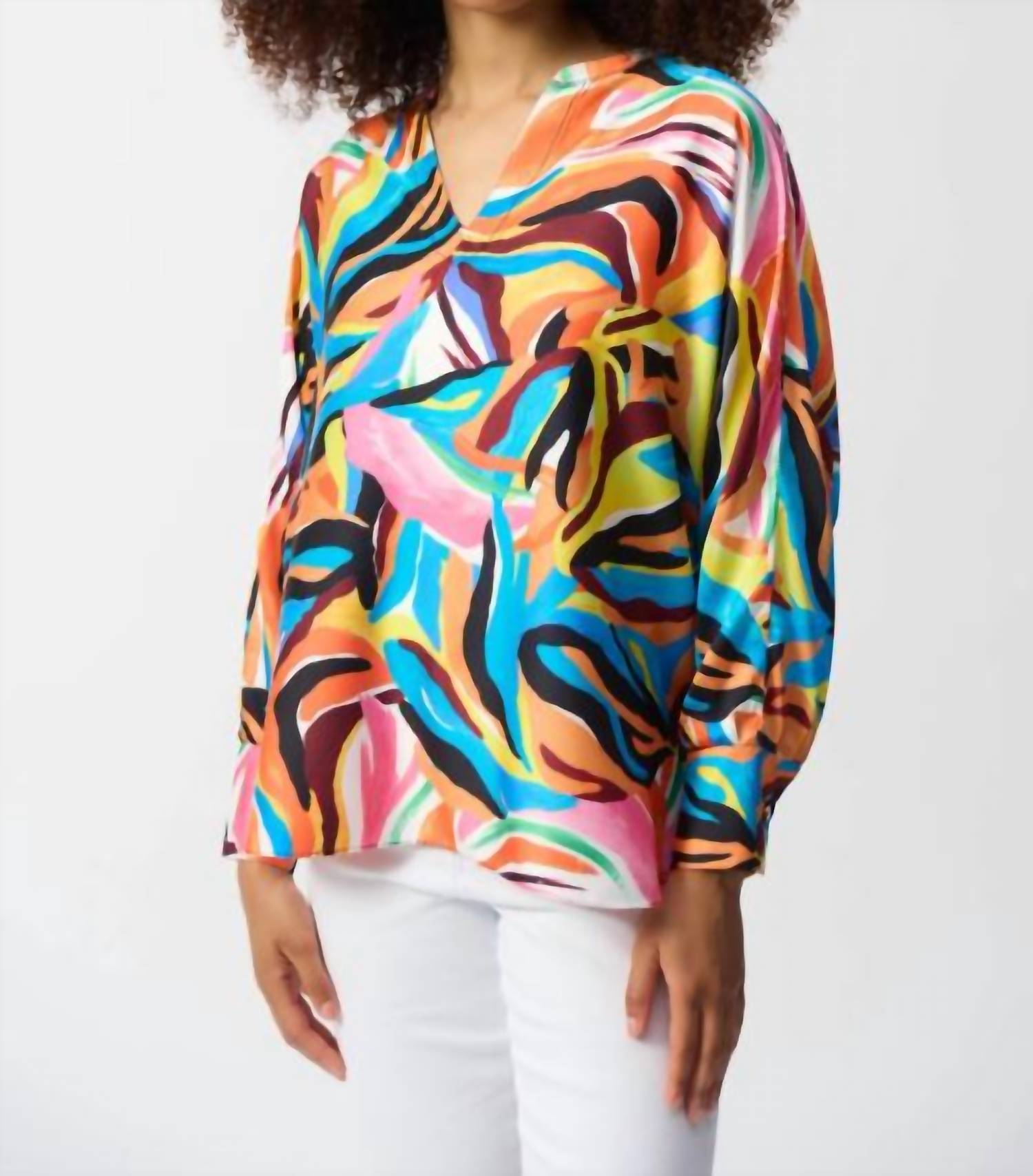 Joseph Ribkoff - Satin Abstract Print Boxy Top