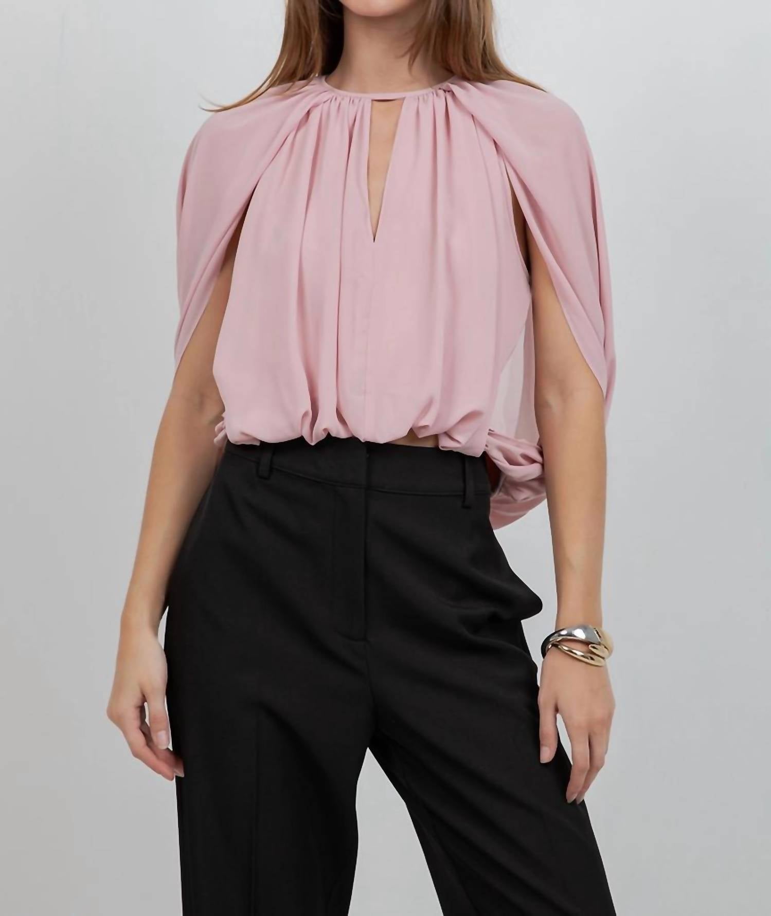 Whiteroom+Cactus - Soft Woven Balloon Top with Cape