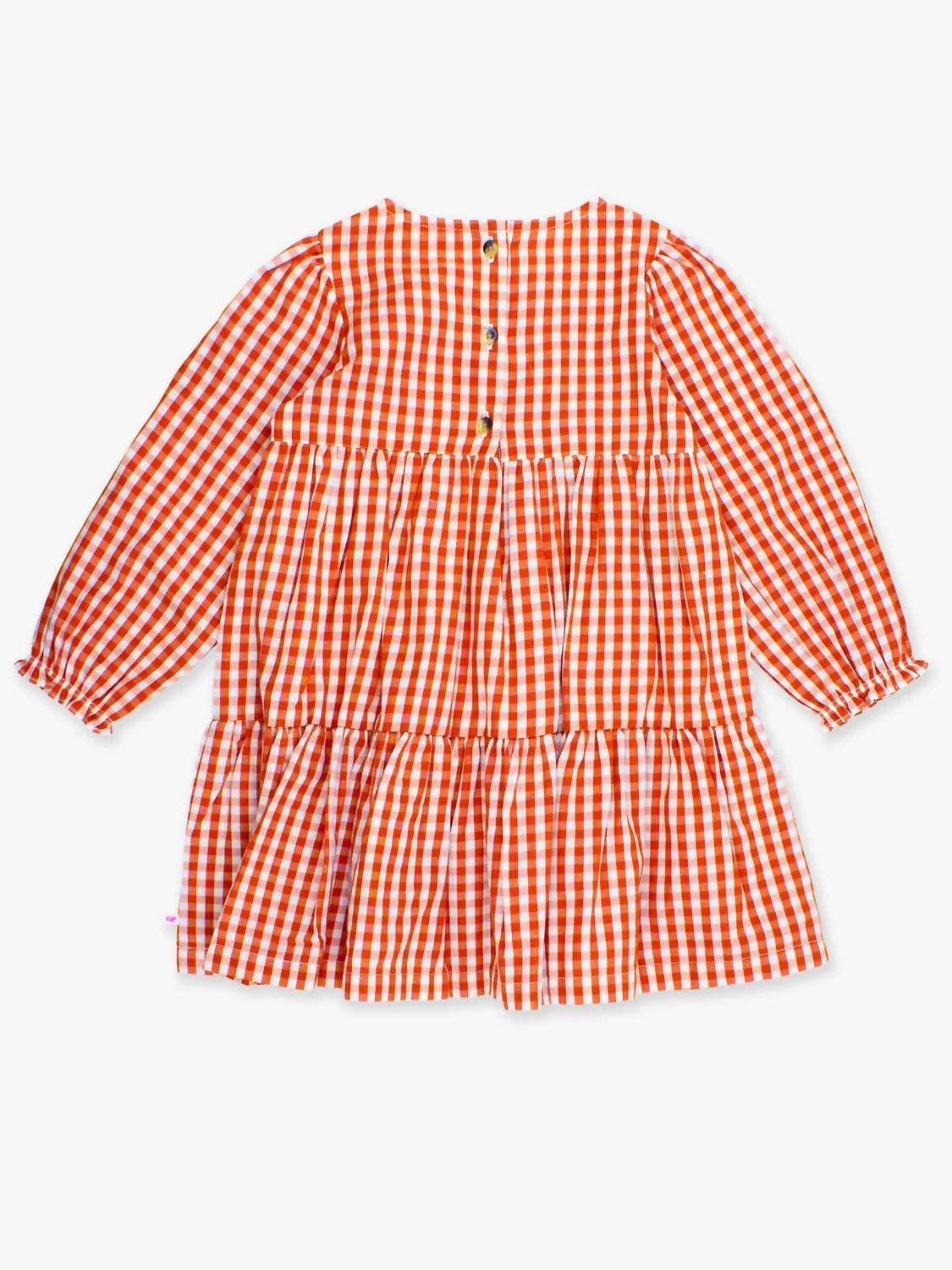 Rufflebutts - Girls' Gingham Woven Long Sleeve Tiered Twirl Dress