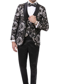 Kent & Park Fashion Blazer And Vest With Matching Bow Tie in black - men's jacket