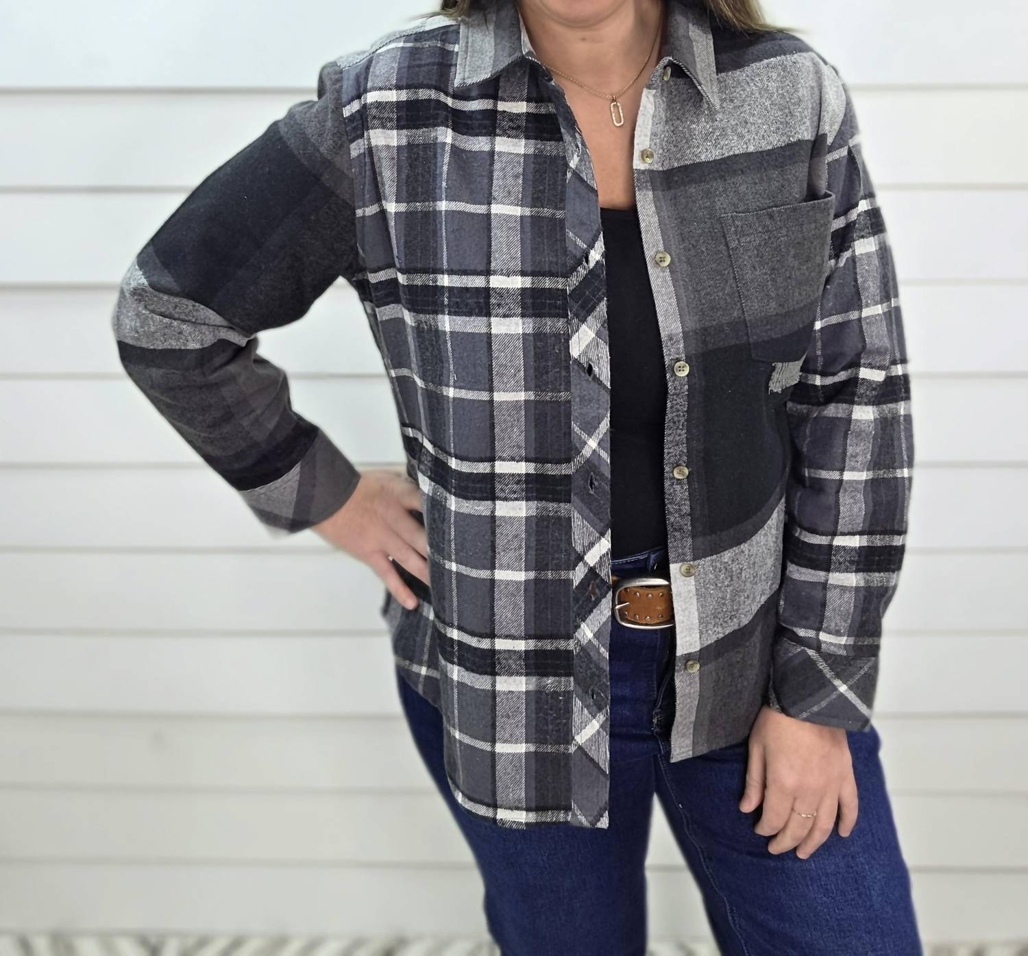 Keren Hart - Plaid Contrast Flannel Shirt