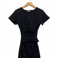 Lna - Women's Frankie Fitted T-shirt Dress With Front Twist/cutout