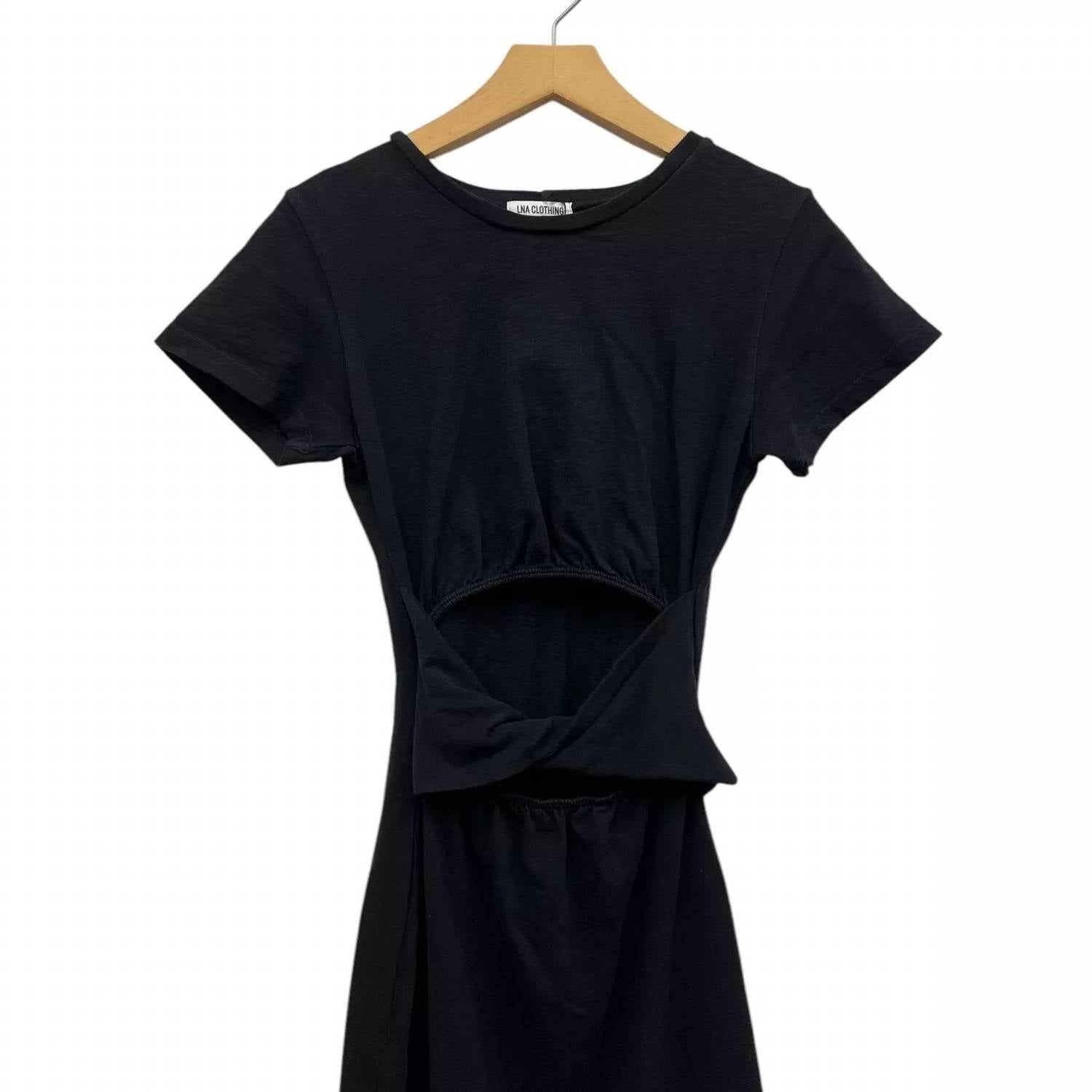 Lna - Women's Frankie Fitted T-shirt Dress With Front Twist/cutout