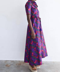 Never a Wallflower Kelli Short Sleeve Maxi Dress in ruby wax - women's dress - detail view