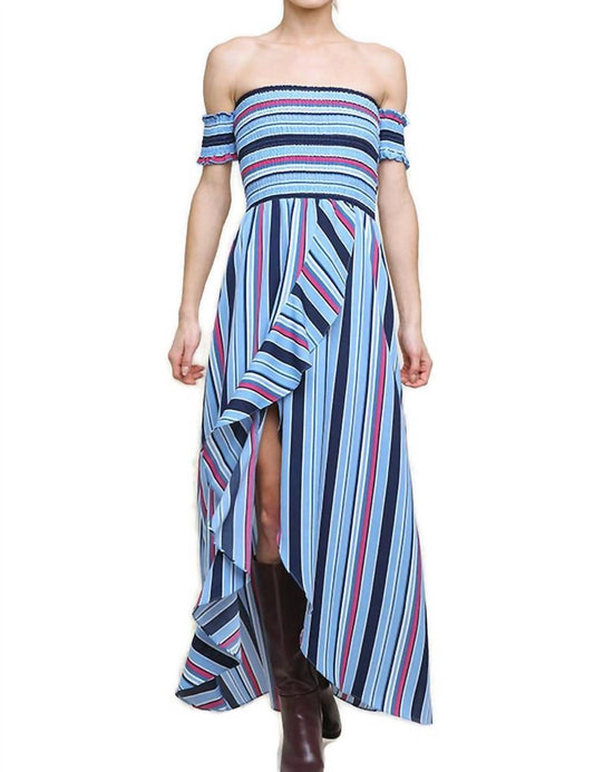 Umgee - Striped Ruffle Tulip Maxi Dress