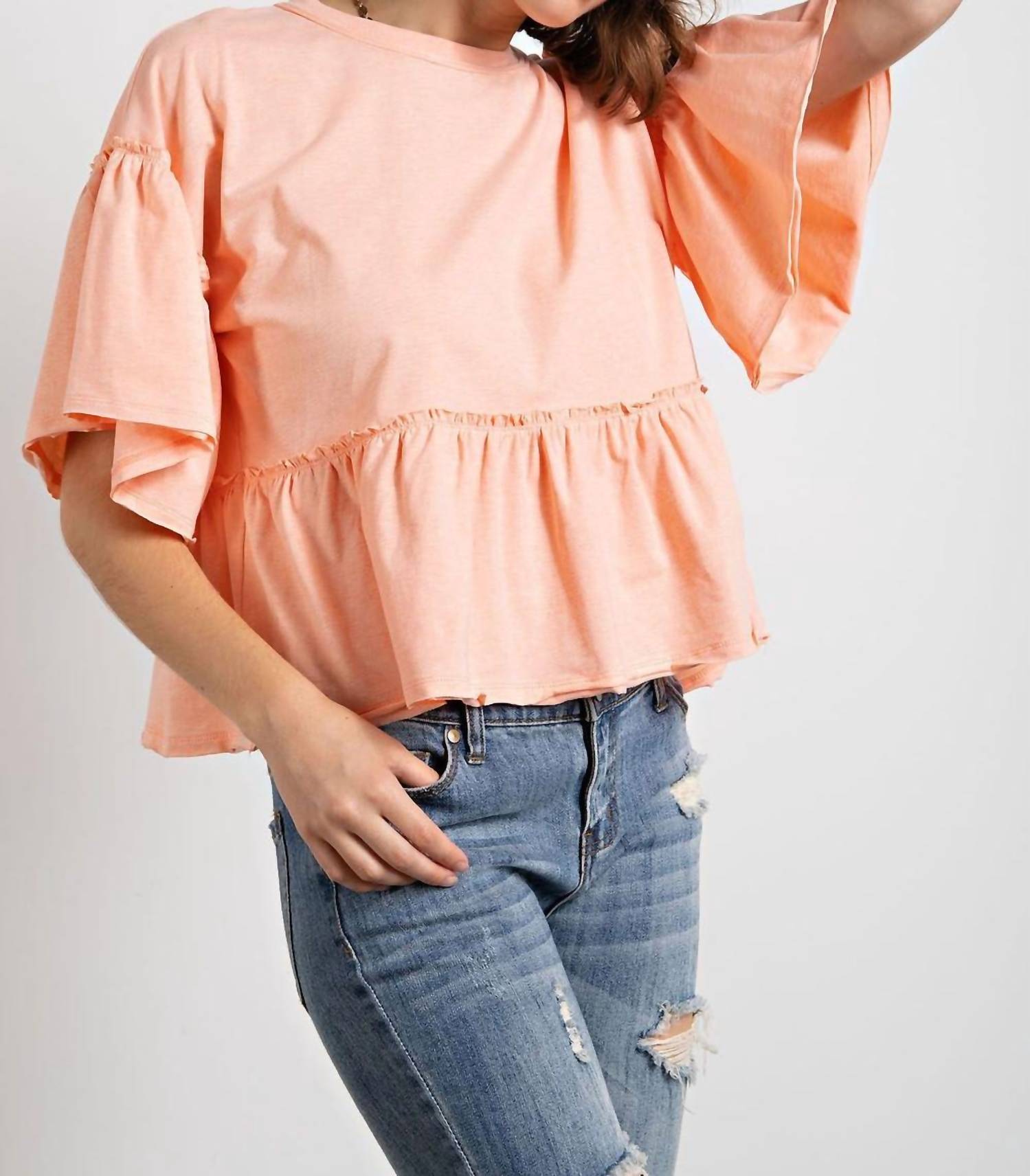 Easel - Ruffle Babydoll Top