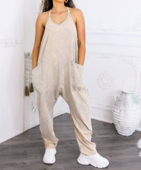 Surelymine - Mineral Wash Jumpsuit Relaxed Fit Pocket Overalls