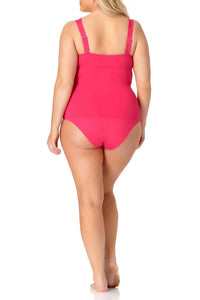 Anne Cole - Twist-front Underwire Tankini Top - Plus