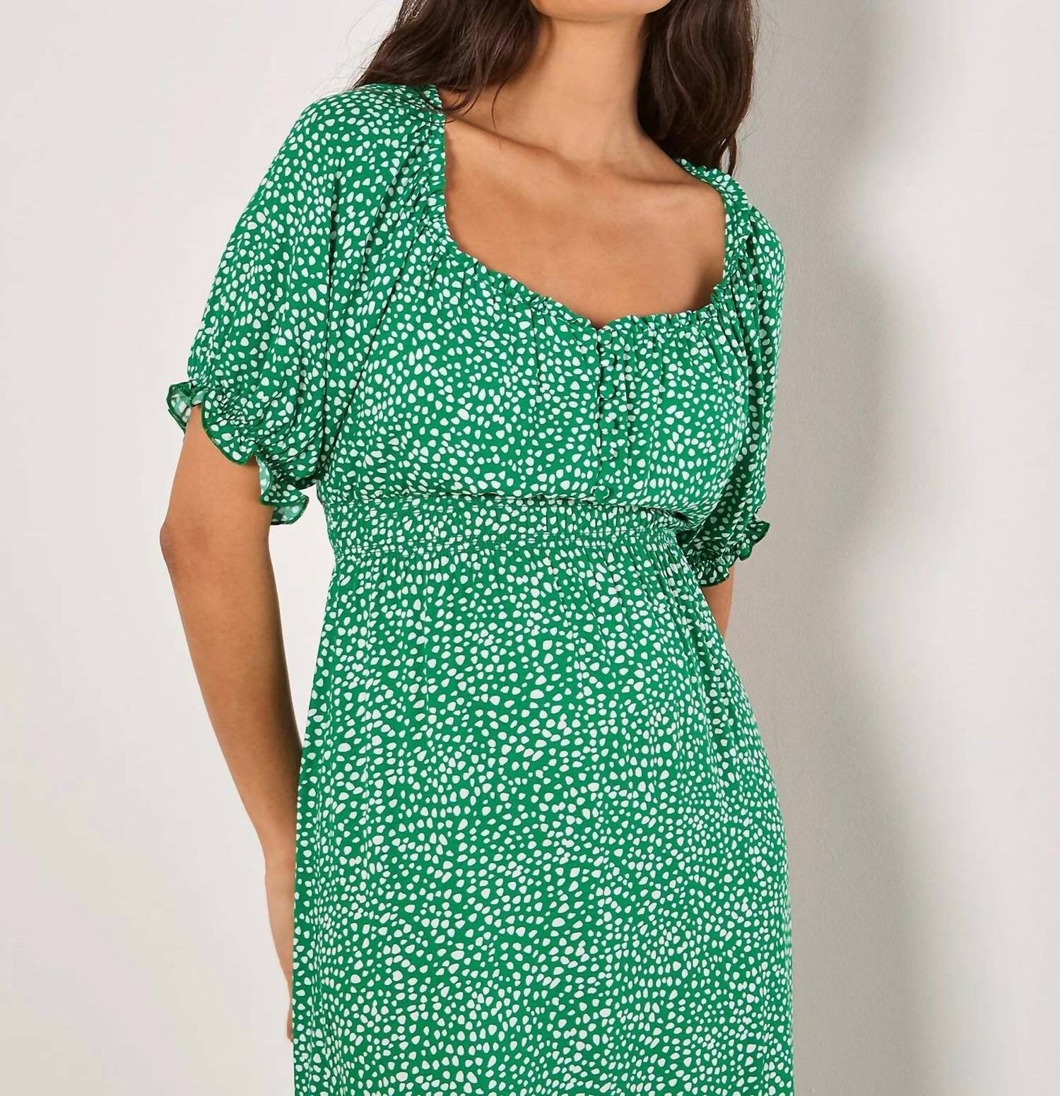 Apricot - Milkmaid Midi Spot Printed Dress