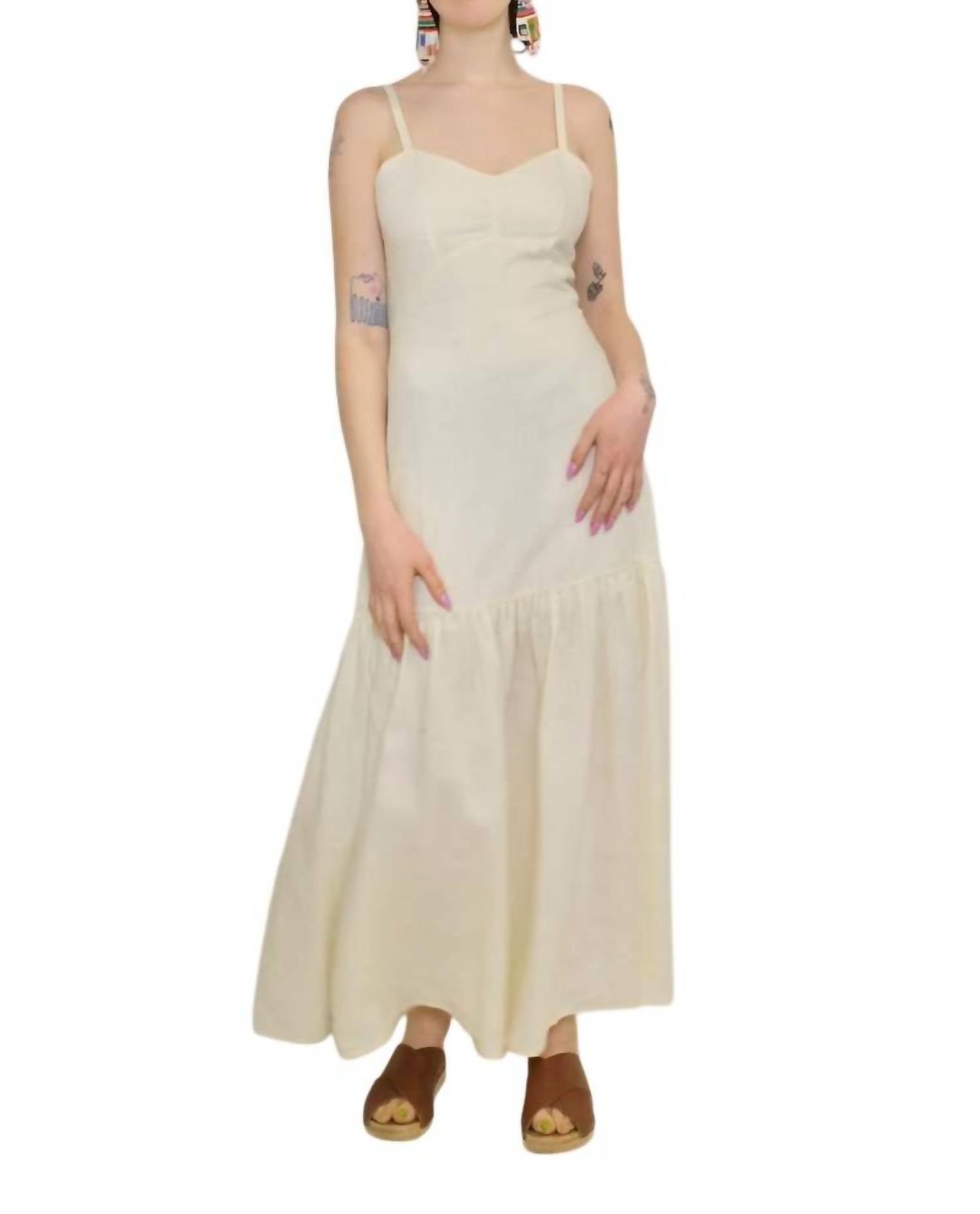 Peony Tie Back Midi Dress in gardenia - women's dress
