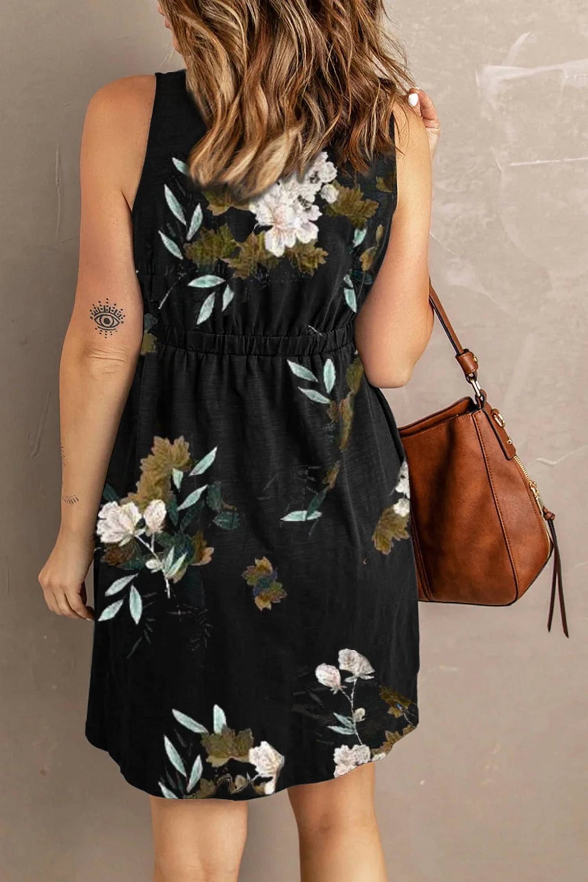Double Take - Ruched Waist Side Slit Casual Magic Mini Dress