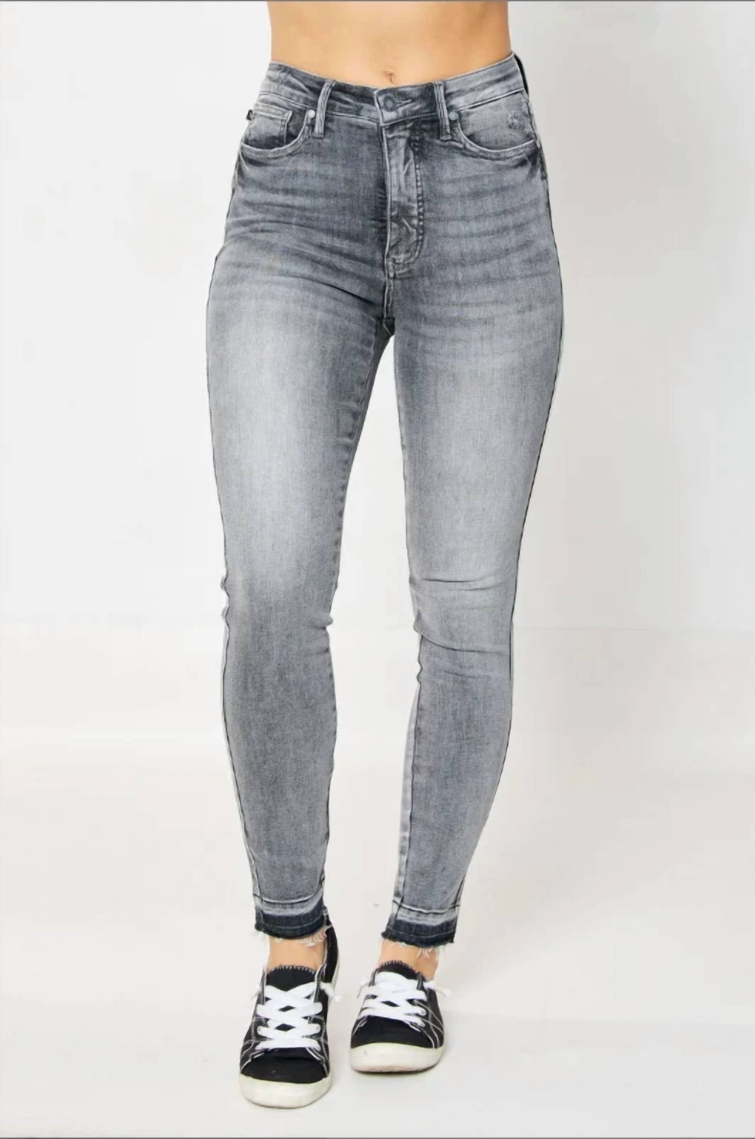 Judy Blue - Addison Tummy Control Release Hem Skinny Jeans