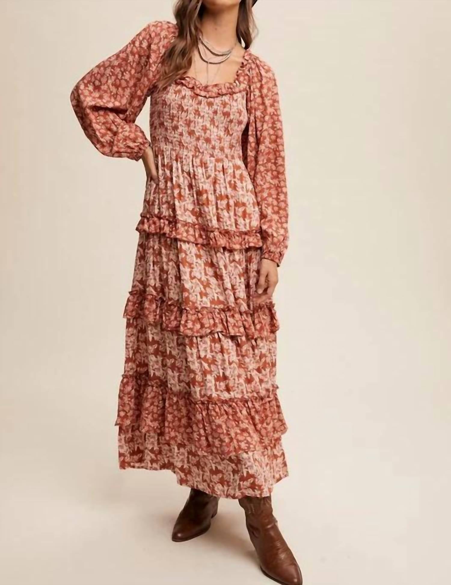Listicle - Floral Tiered Maxi Dress