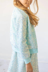 Mila & Rose Girls Sequin Jacket in aqua - item - alternate view