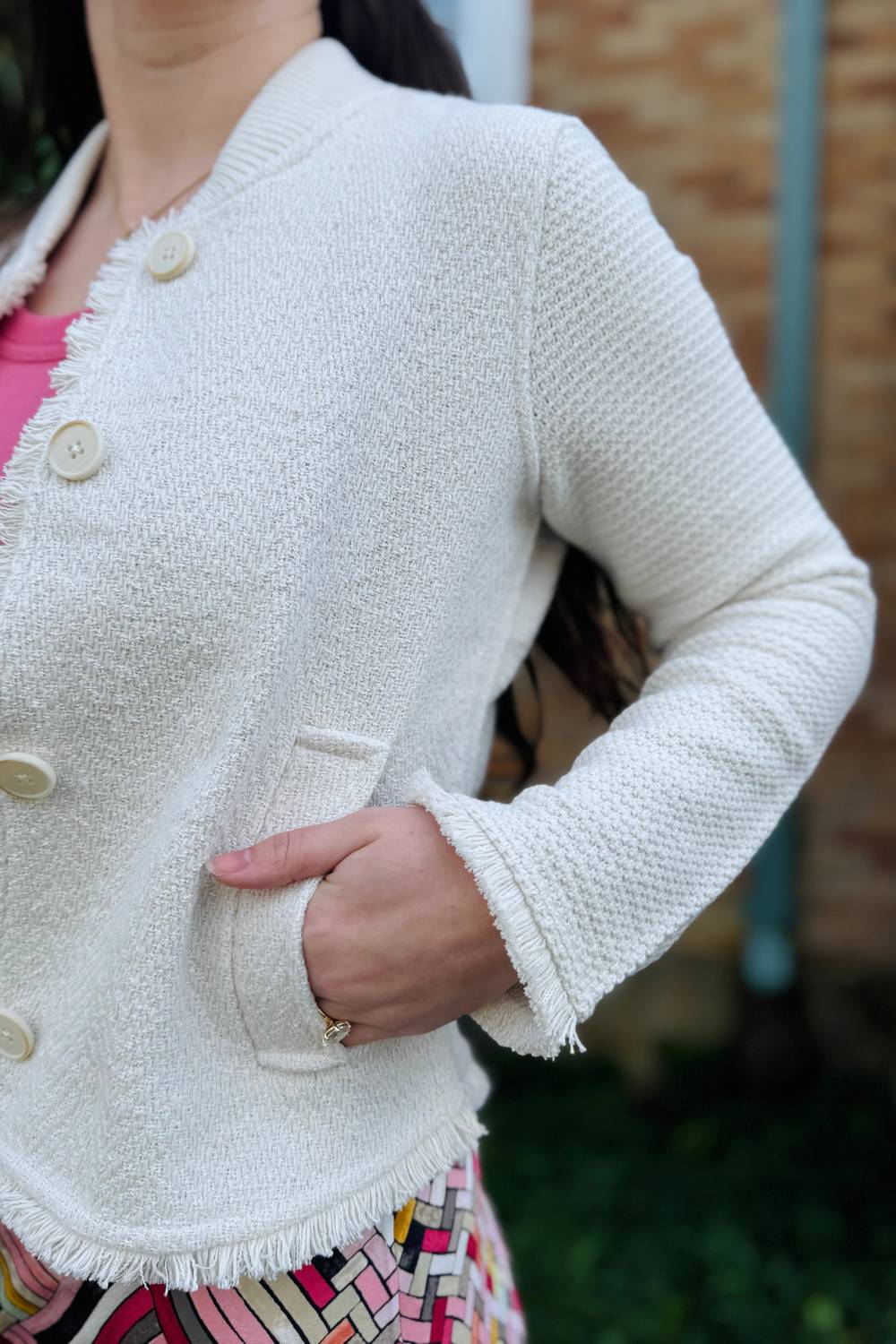 Nic + Zoe - Fringe Knit Bomber Jacket - Plus