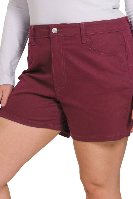 Zenana - Colored Stretch Denim Shorts