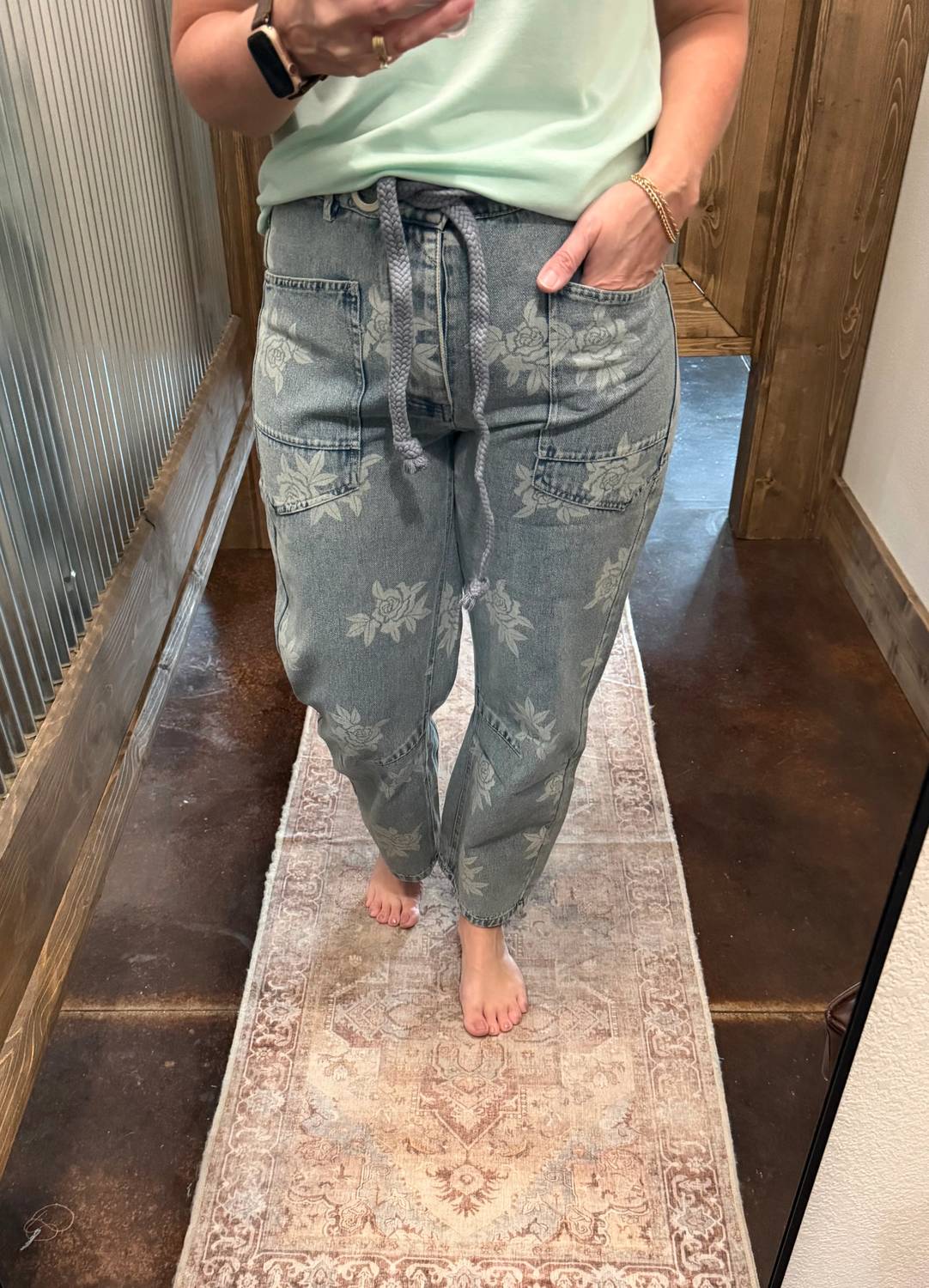 Bibi - Washed Denim Pants