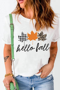 Shiying Fashion - Hello Fall Mapel Leaves Graphic Tee
