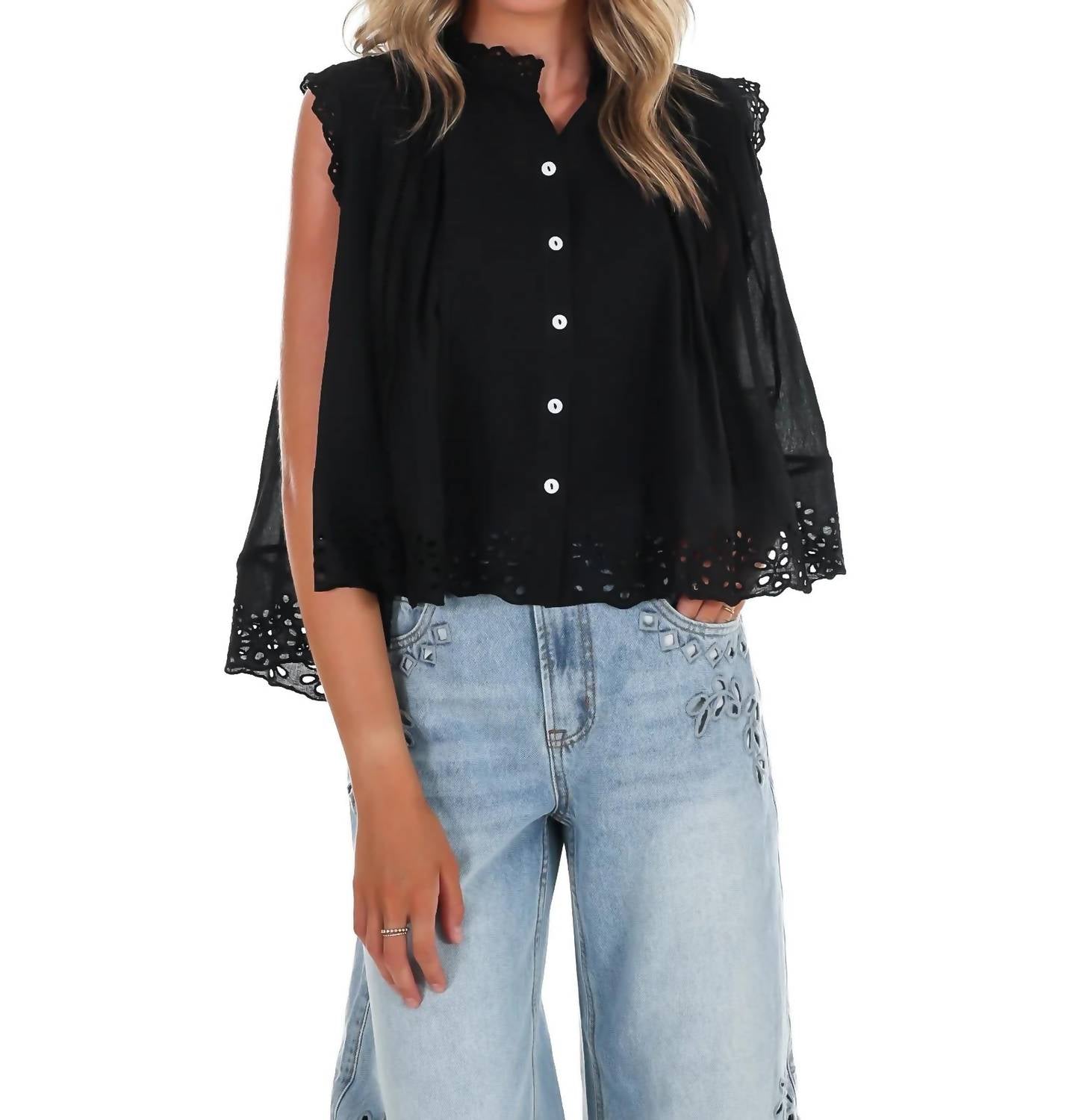 Eesome - Women's Worn To Wander Floral Eyelet Lace Top