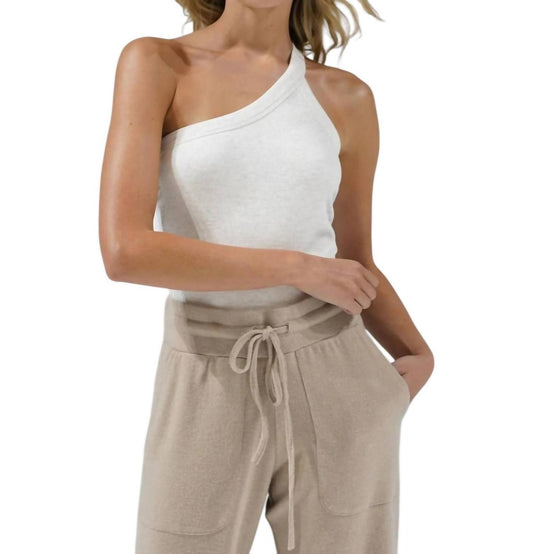 Lna - Detra One Shoulder Rib Tank Top