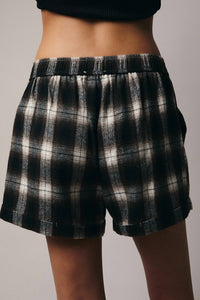 Sunday Edition Plaid Boxer Shorts in brown cream - women's shorts - detail view