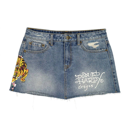 Ed Hardy - Tiger Flowers Denim Skirt