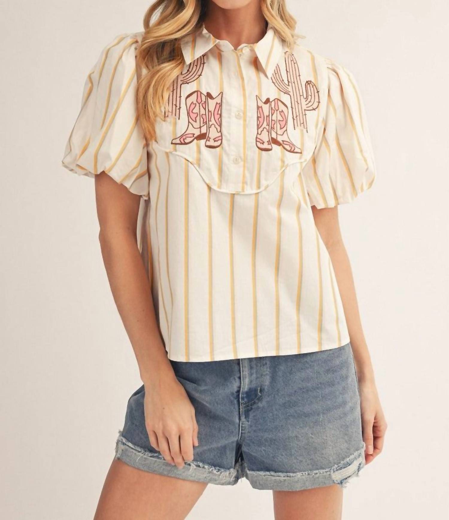 Jodifl - Boots Galore Striped Button Up Shirt
