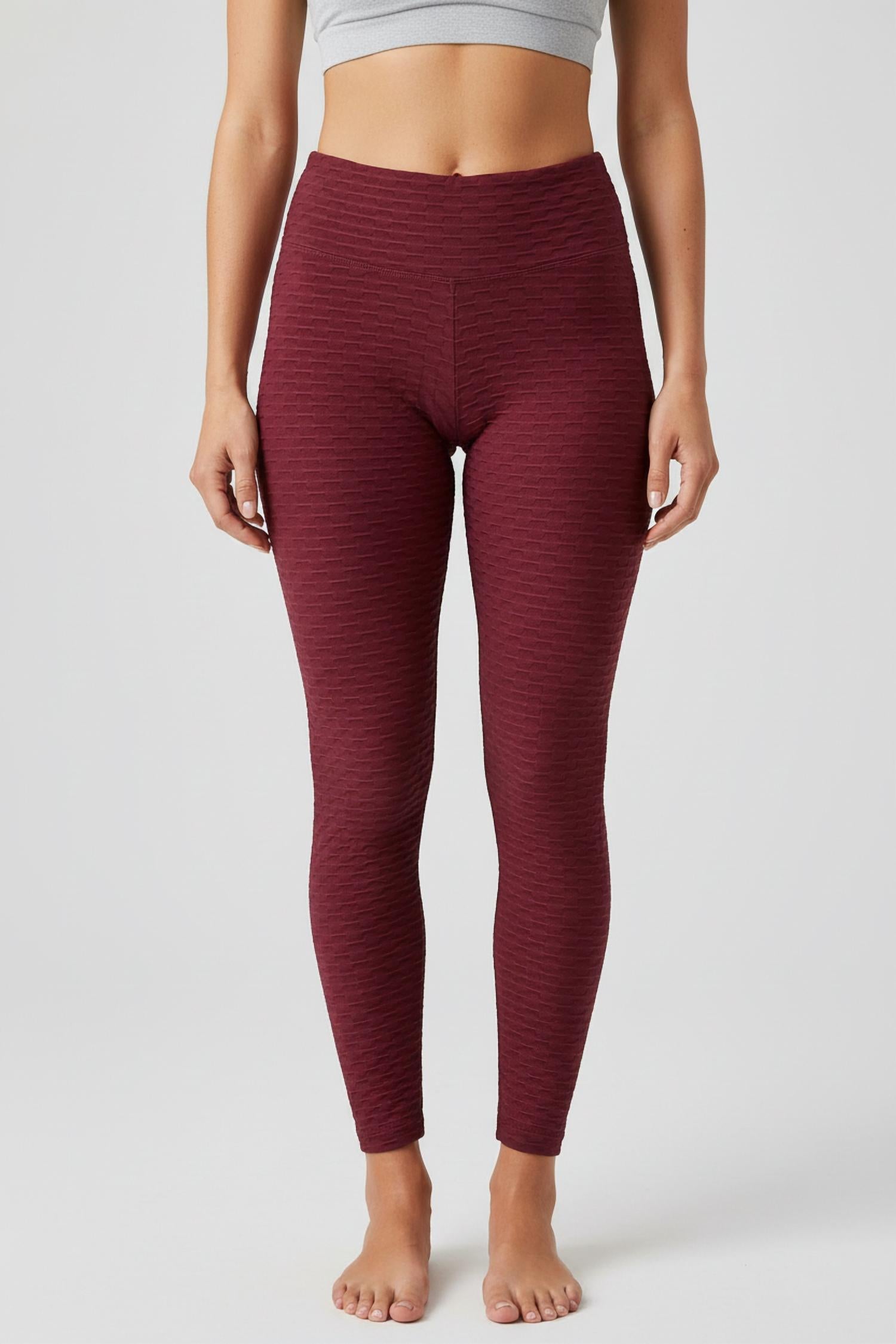 BBrazil Clothing Basket Weave Jacquard Long Leggings in merlot - women's pants