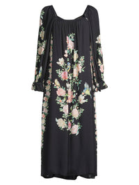 Johnny Was Byrdie Viscose Midi Dress in black - women's dress - detail view