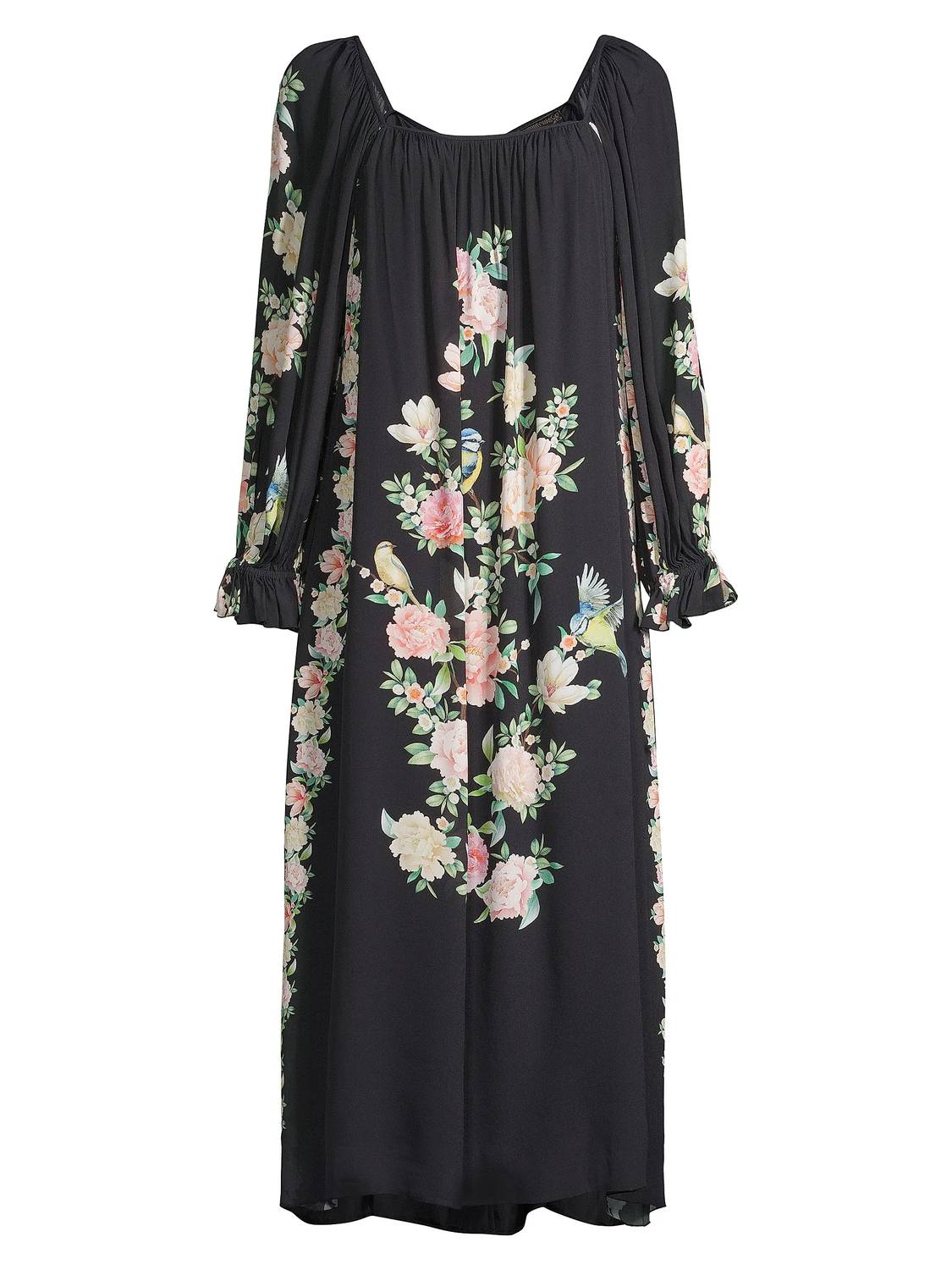 Johnny Was Byrdie Viscose Midi Dress in black - women's dress - detail view