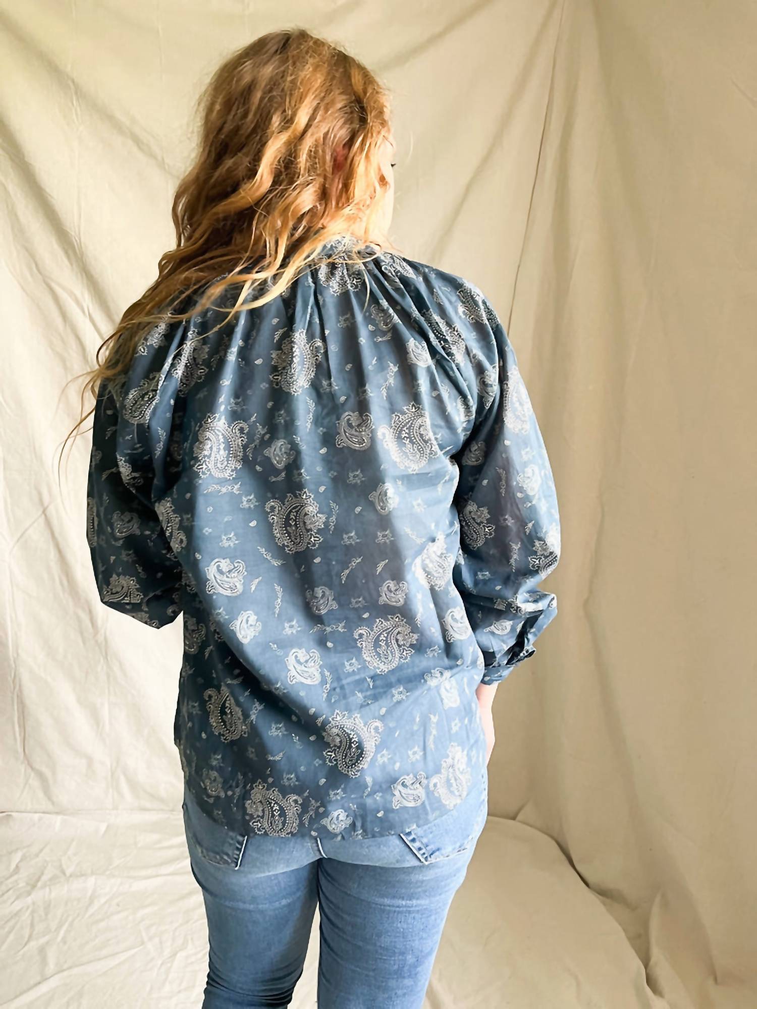 TASHA POLIZZI Women's Marie Paisley Blouse in navy - women's blouse - alternate view