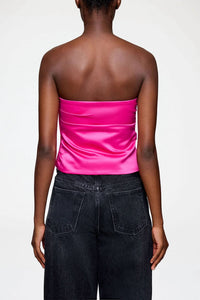 Ganni - Duchesse Satin Bandeau Top