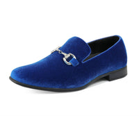 Amali Men's Brad Velvet Loafer in royal blue - men's loafer
