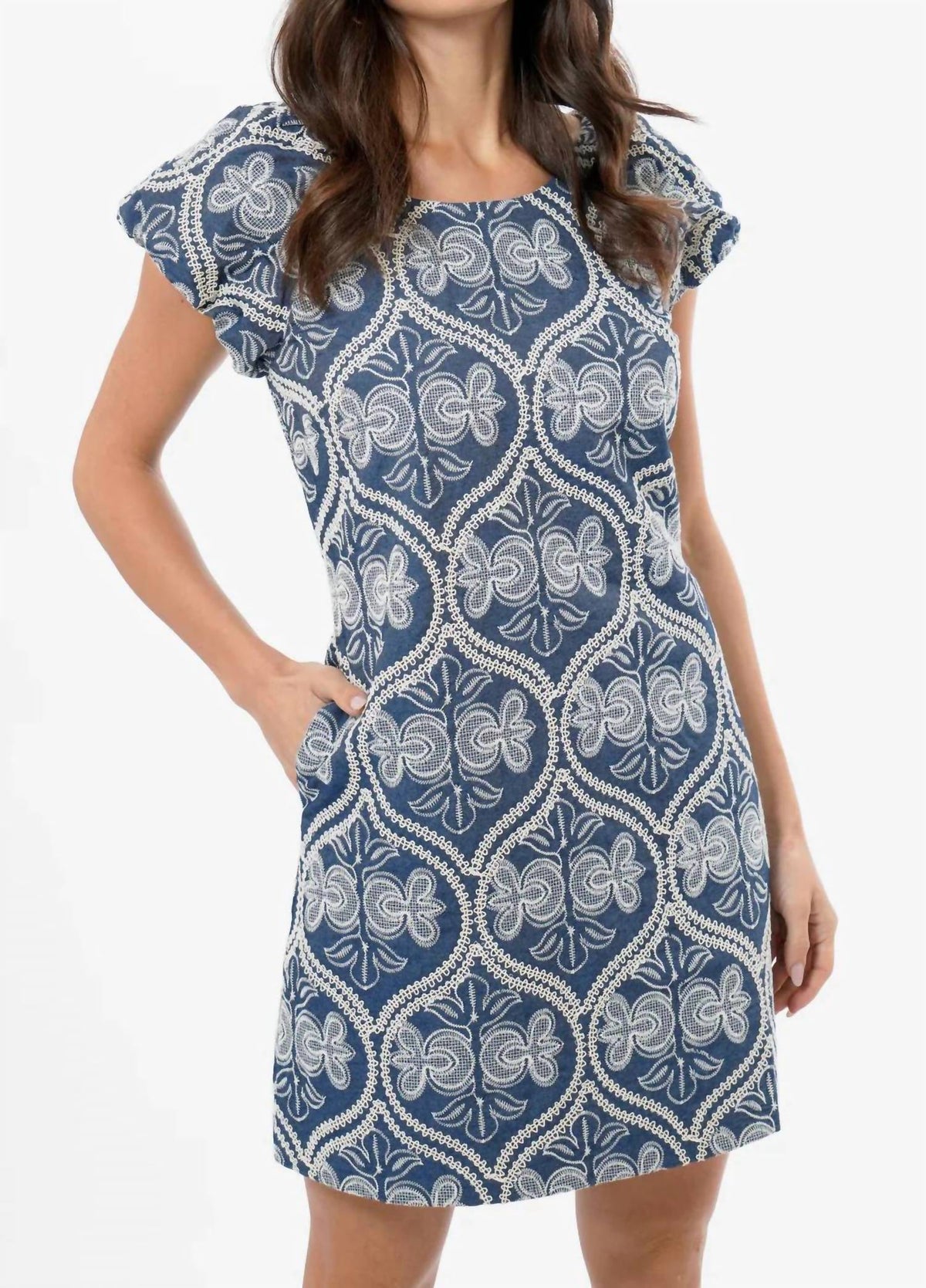 Greylin - Teagan Embroidered Shift Mini Dress
