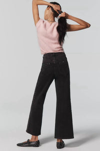 ROLLA'S Sailor Scoop High-rise Wide-leg Jeans in black sand - women's jeans - alternate view